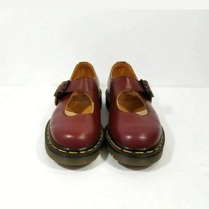 Red Leather Polley T-Bar Mary Janes Dr Martens